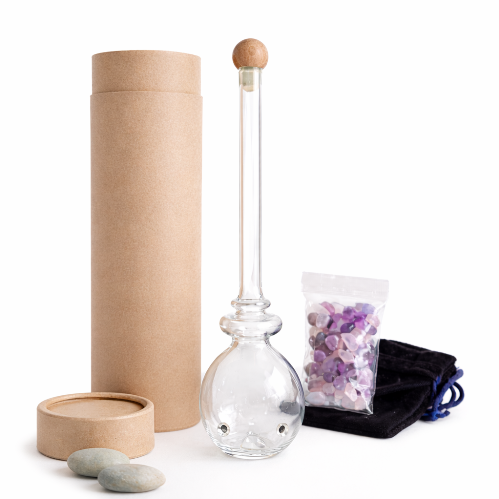 WATERLOVE – Edelsteinstab I Edelsteinphiole mit Amethyst & Rosenquarz für Trinkwasser
