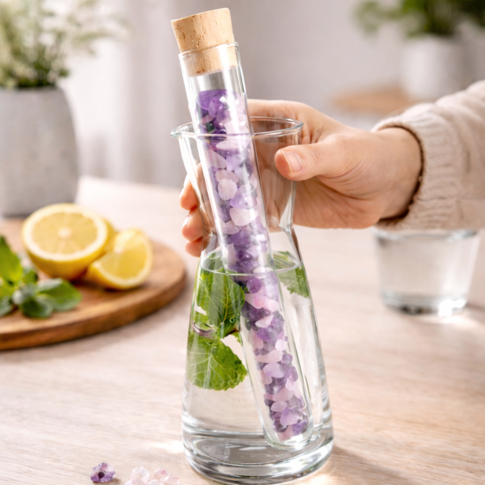 Preview: Glaskaraffe PRINZESS 500 ml mit Edelsteinstab Set WATERLOVE von WATERHOUSE24