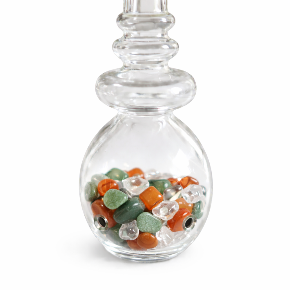 Edelsteinstab_Edelsteinphiole_zur Energetisierung_mit_Bergkristall_Aventurin_Karneol_Happy_Sunshine