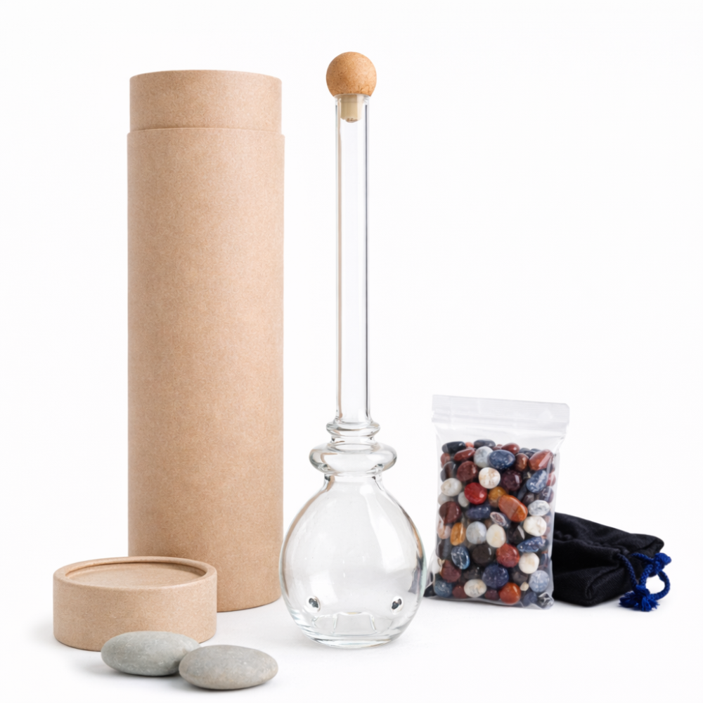 GOOD VIBES – Edelsteinstab I Edelsteinphiole mit bunter Mischung für Trinkwasser