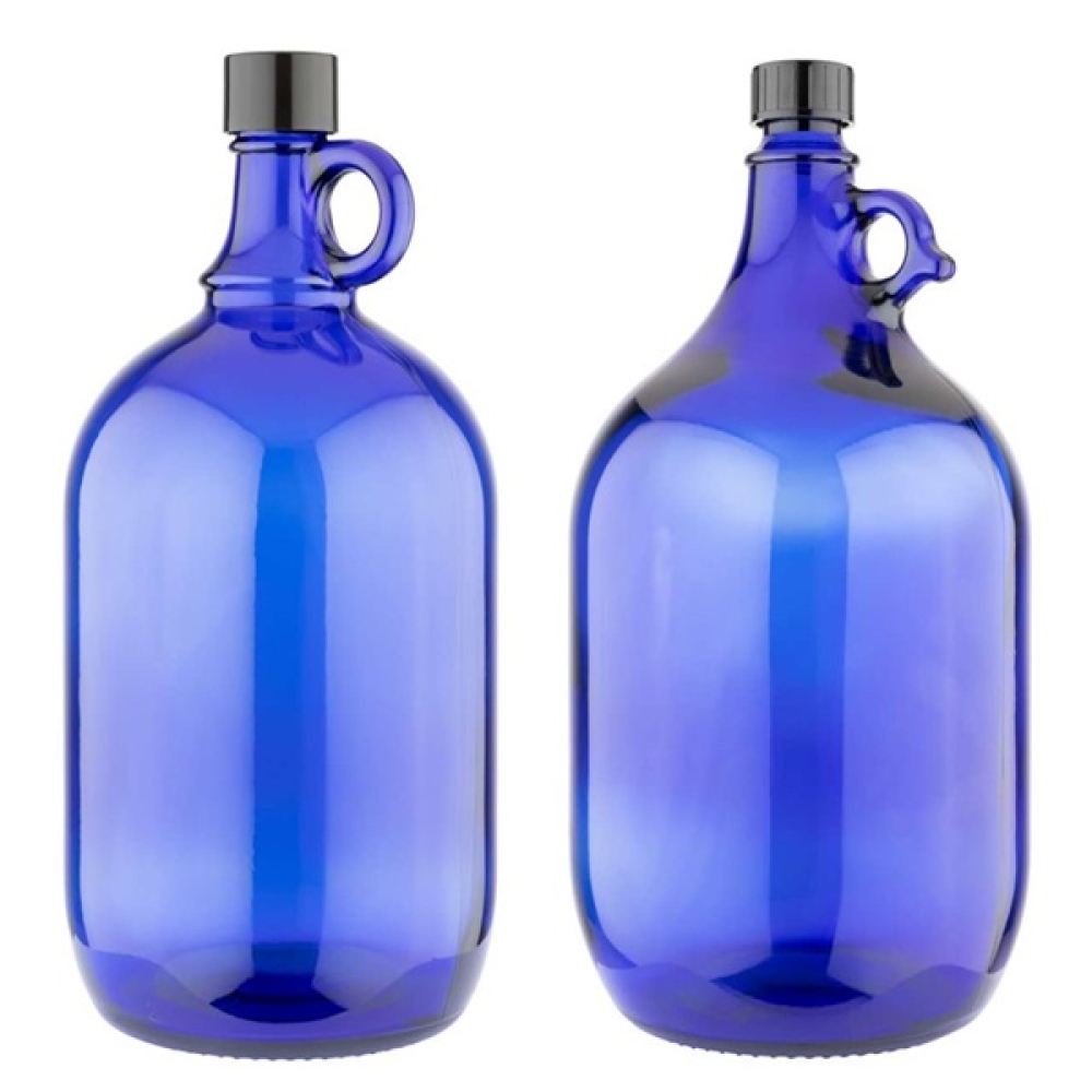 5 Ltr. Blaue Glasflasche mit Henkel