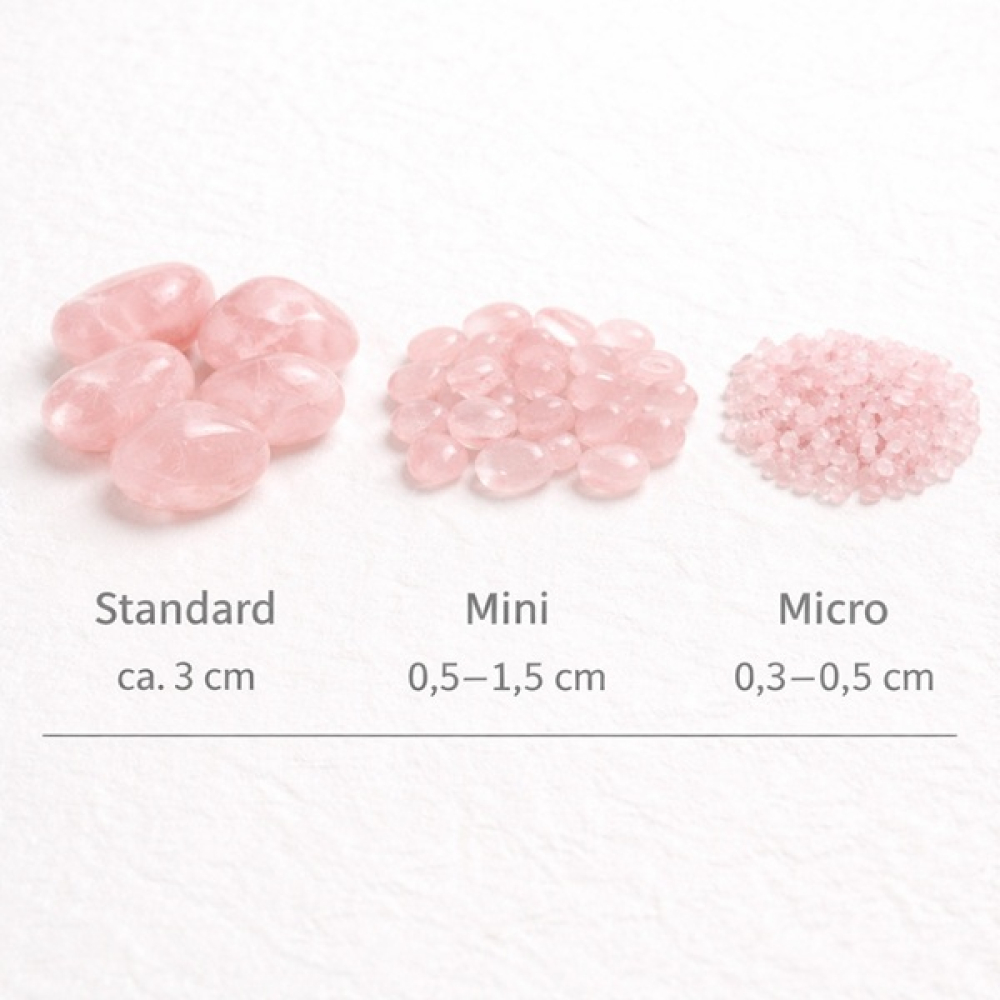 rosenquarz-trommelsteine-groessenvergleich-micro-mini-standard