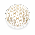 Kristallglasuntersetzer "BLUME DES LEBENS" mit Goldgravur - 13 cm